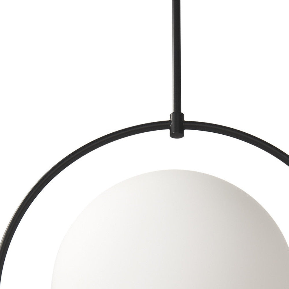 Black And White Single Metal Dimmable Ceiling Light With White Shades