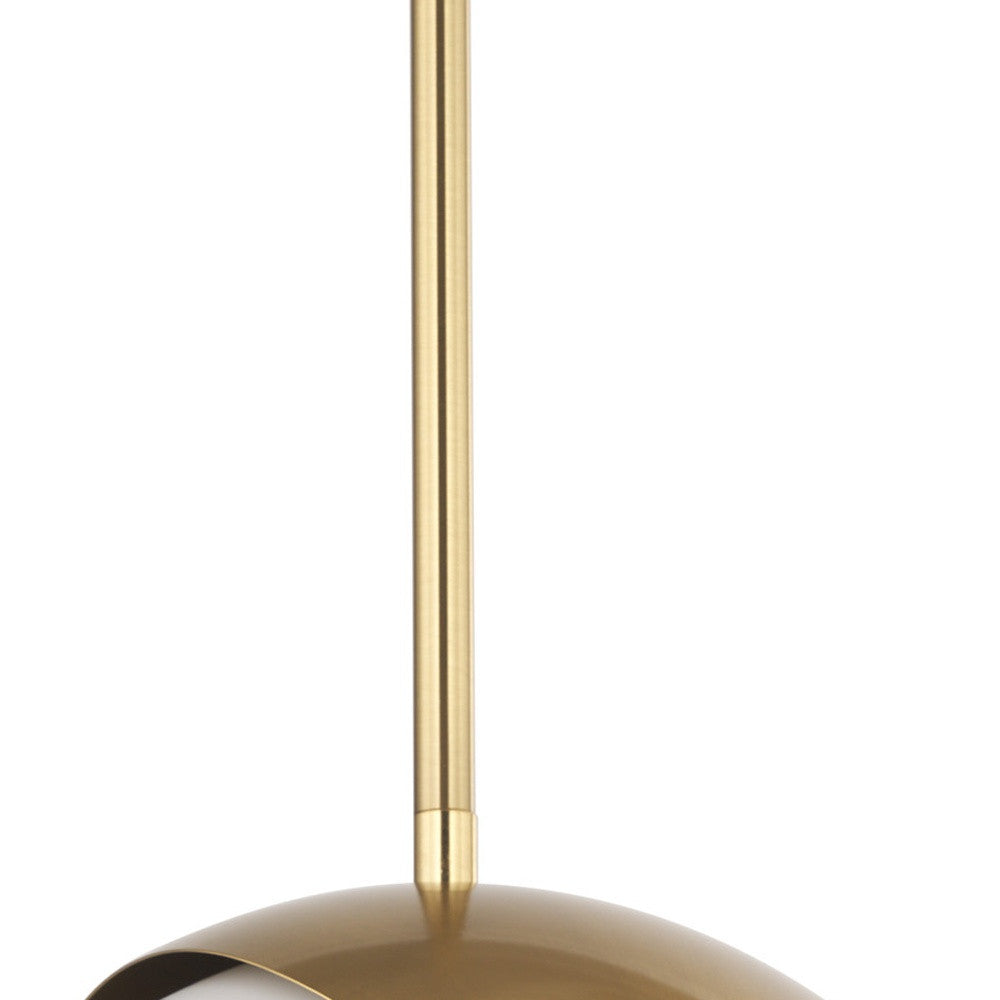 Brass And White Single Metal Dimmable Ceiling Light With White Shades