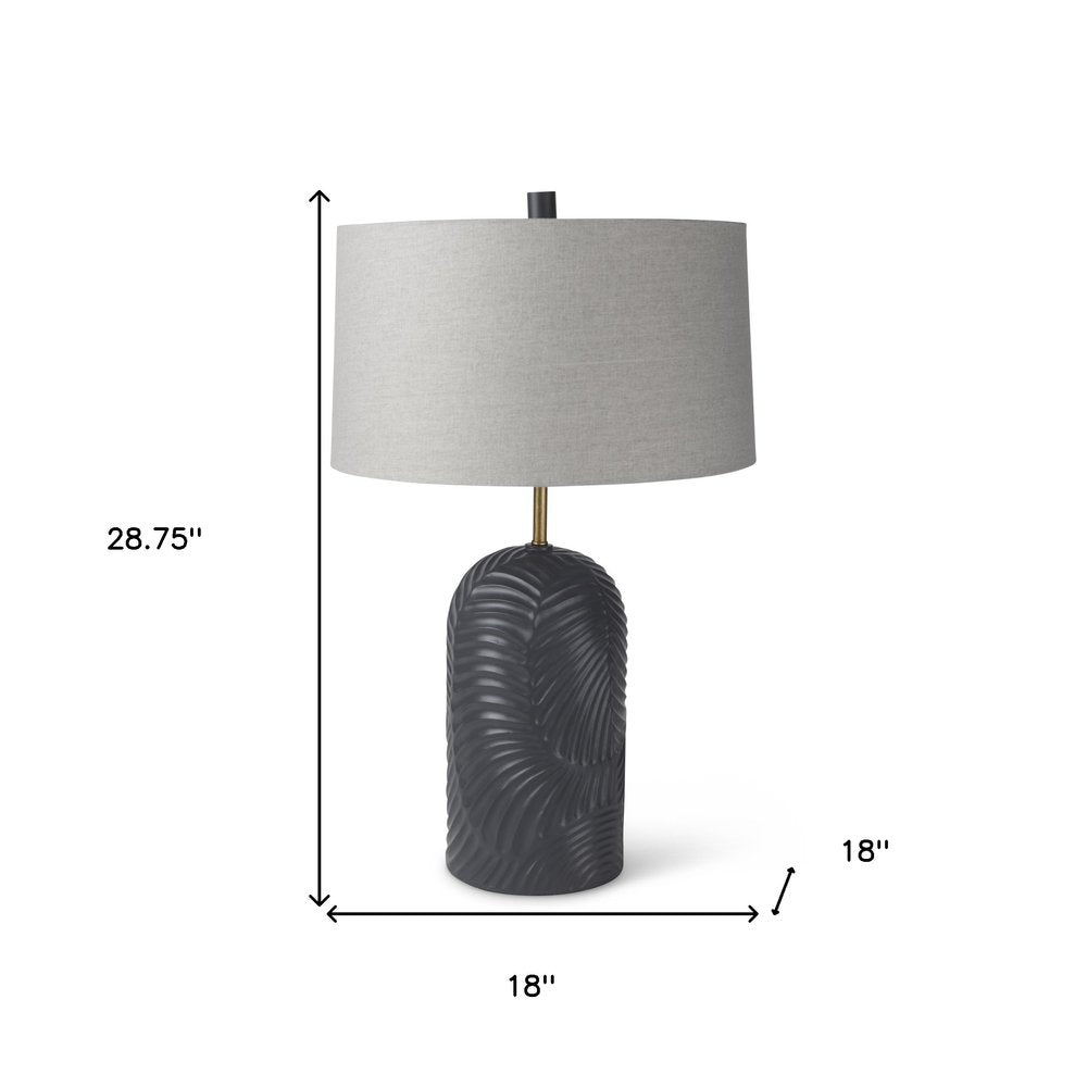29" Navy Blue Round Bedside Lamp With Drum Shade