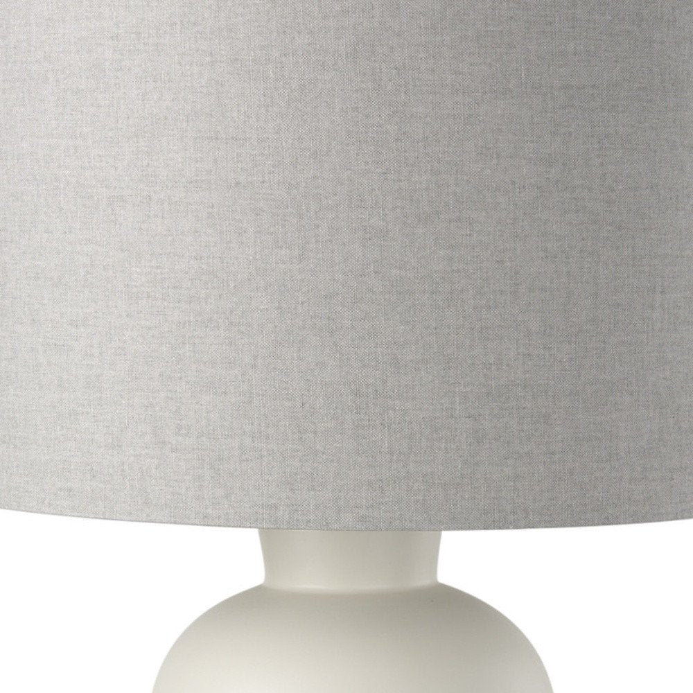 33" Cream Round Bedside Lamp With Drum Shade