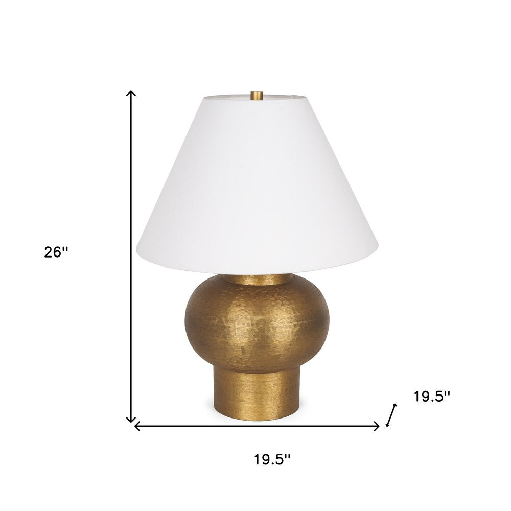 26" Gold Round Bedside Lamp With Bell Shade