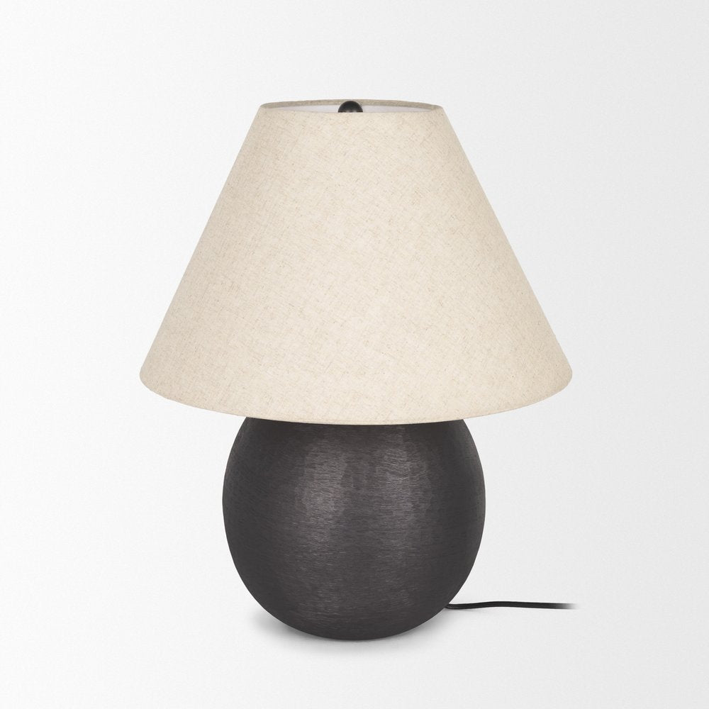 24" Black Round Bedside Lamp With Empire Shade