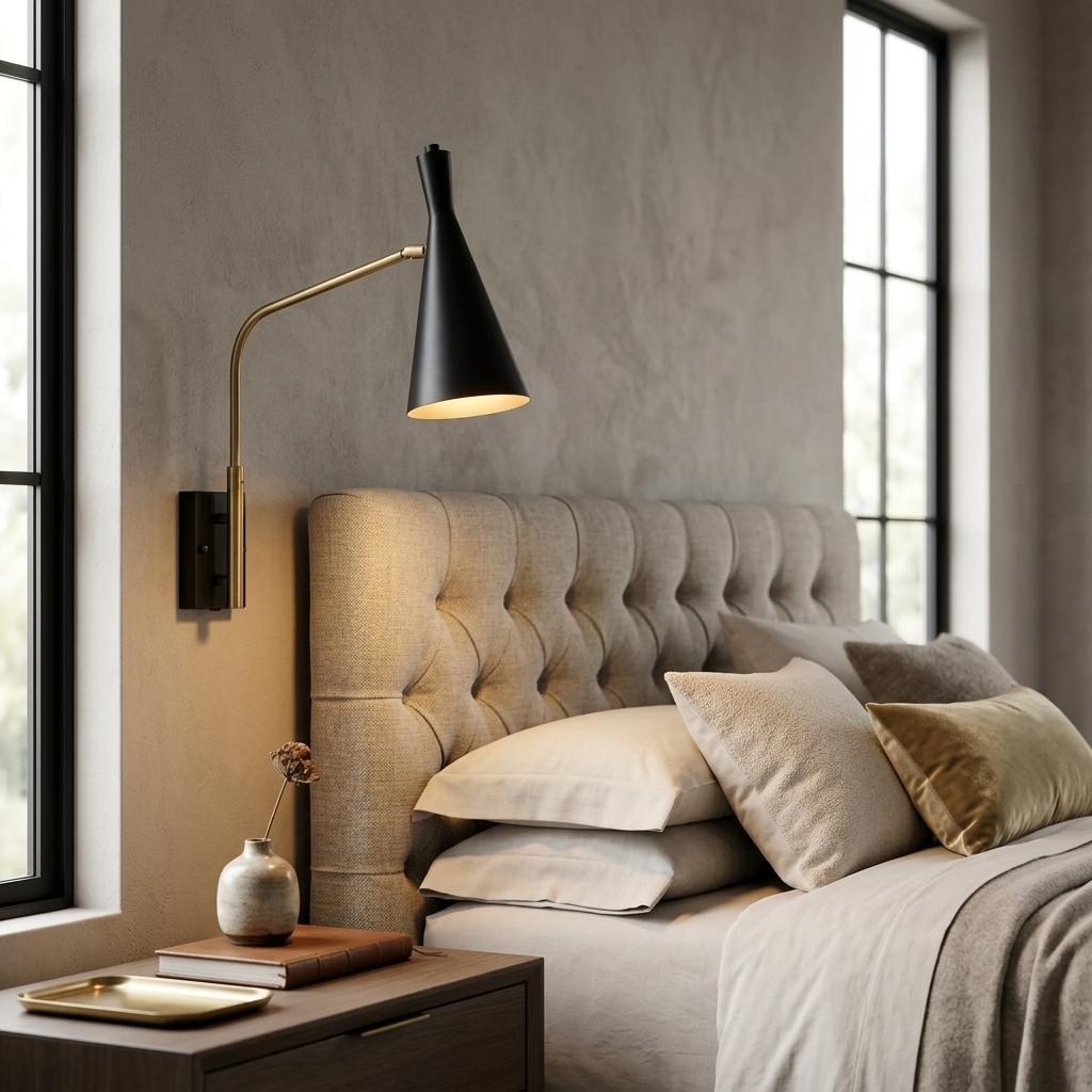 5" Antiqued Gold And Black Metal Swing Arm Wall Light