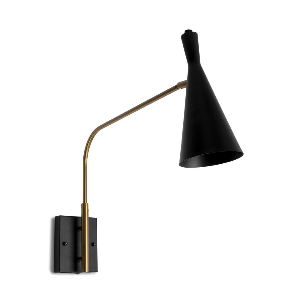 5" Antiqued Gold And Black Metal Swing Arm Wall Light