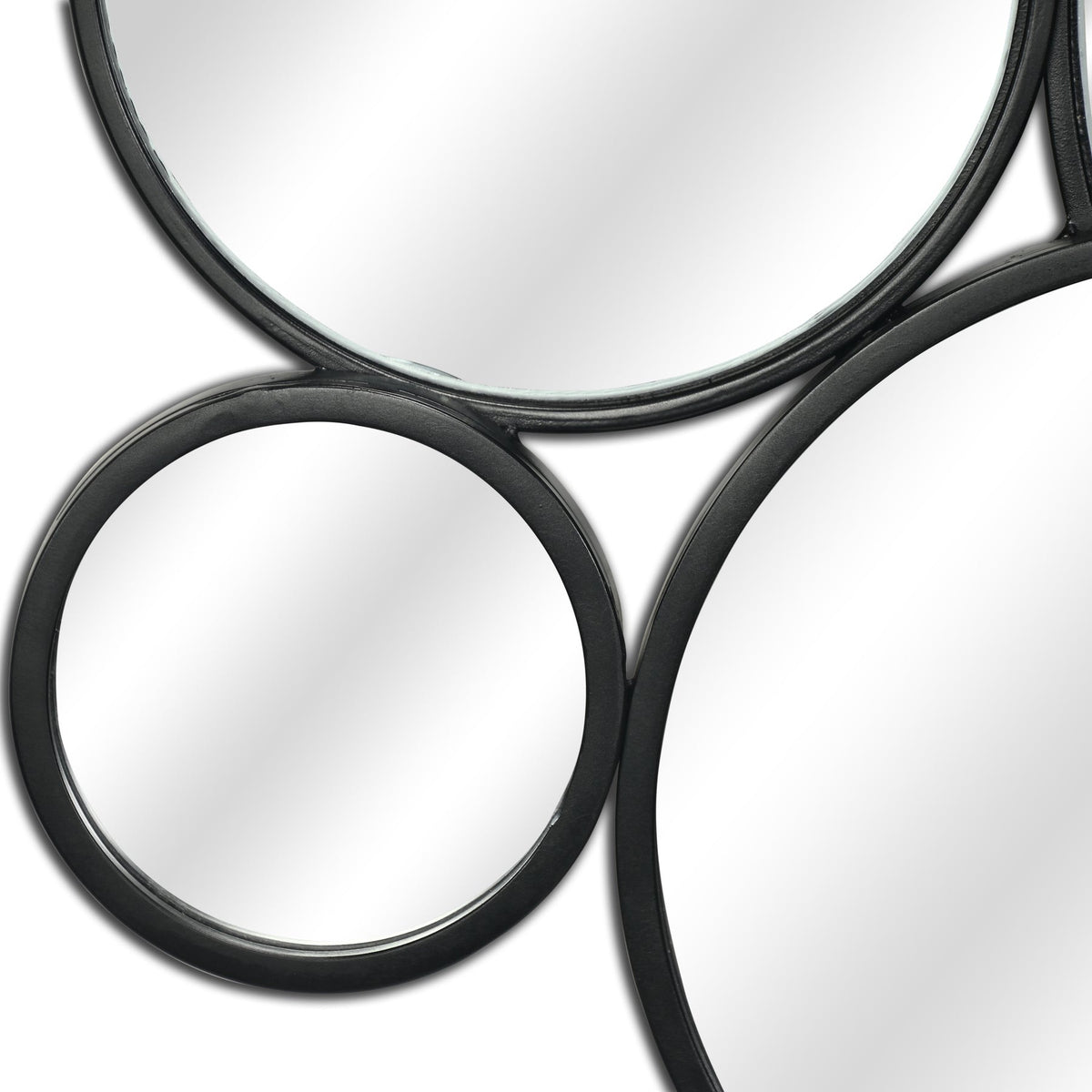 Set Of Eight Black Metal Round Cojoined Accent Mirrors