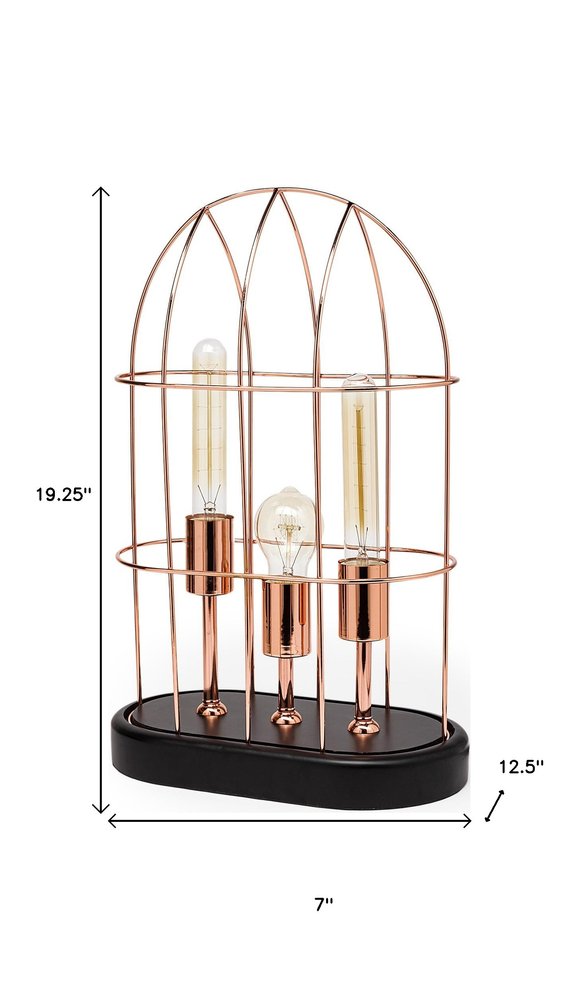 19" Rose Gold And Black Lantern Lantern With Shade