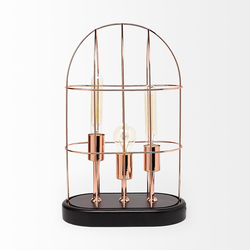 19" Rose Gold And Black Lantern Lantern With Shade