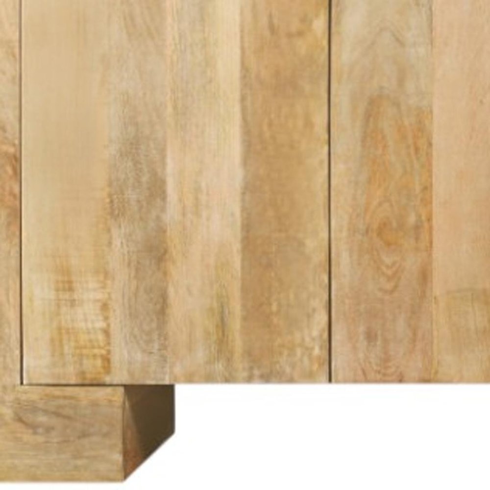 86" Natural Distressed Solid Wood Sideboard with Four Doors