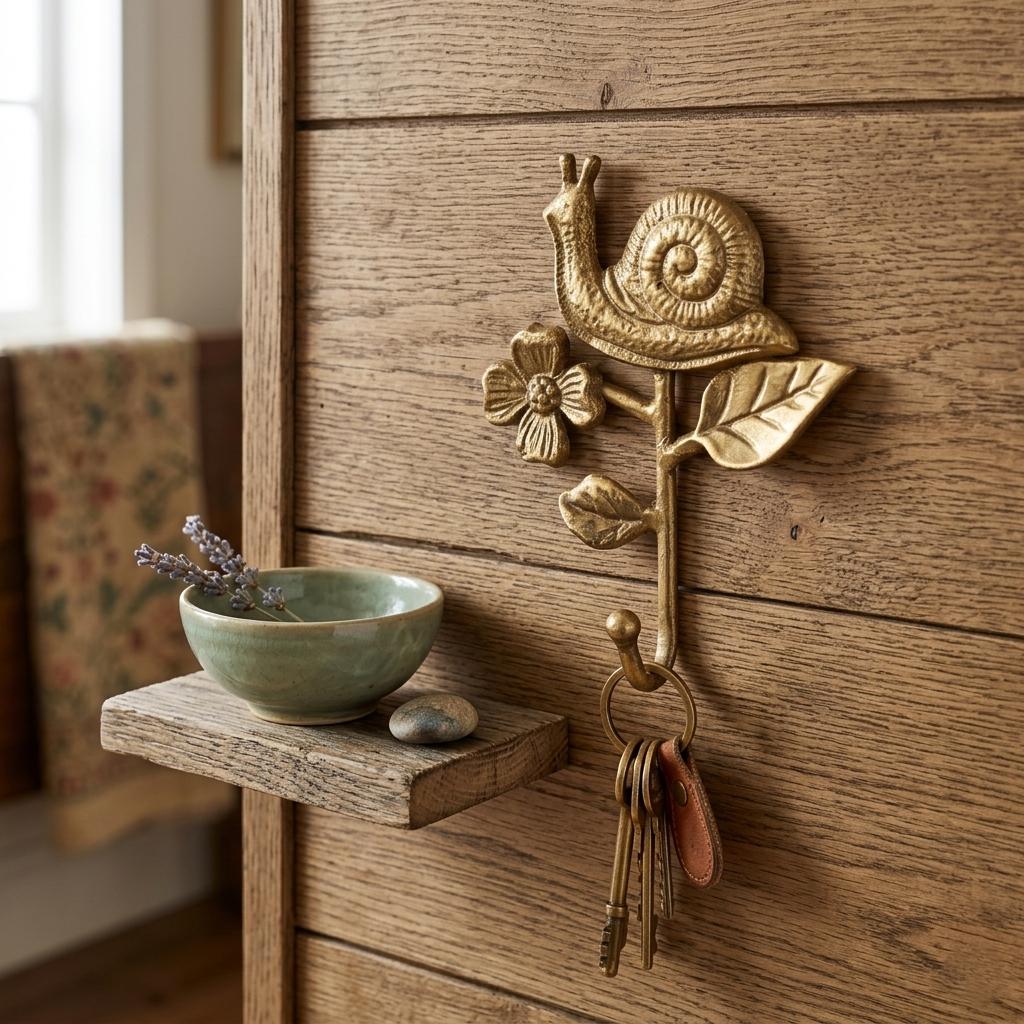 5" Gold Cast Iron Snail Wall Hook