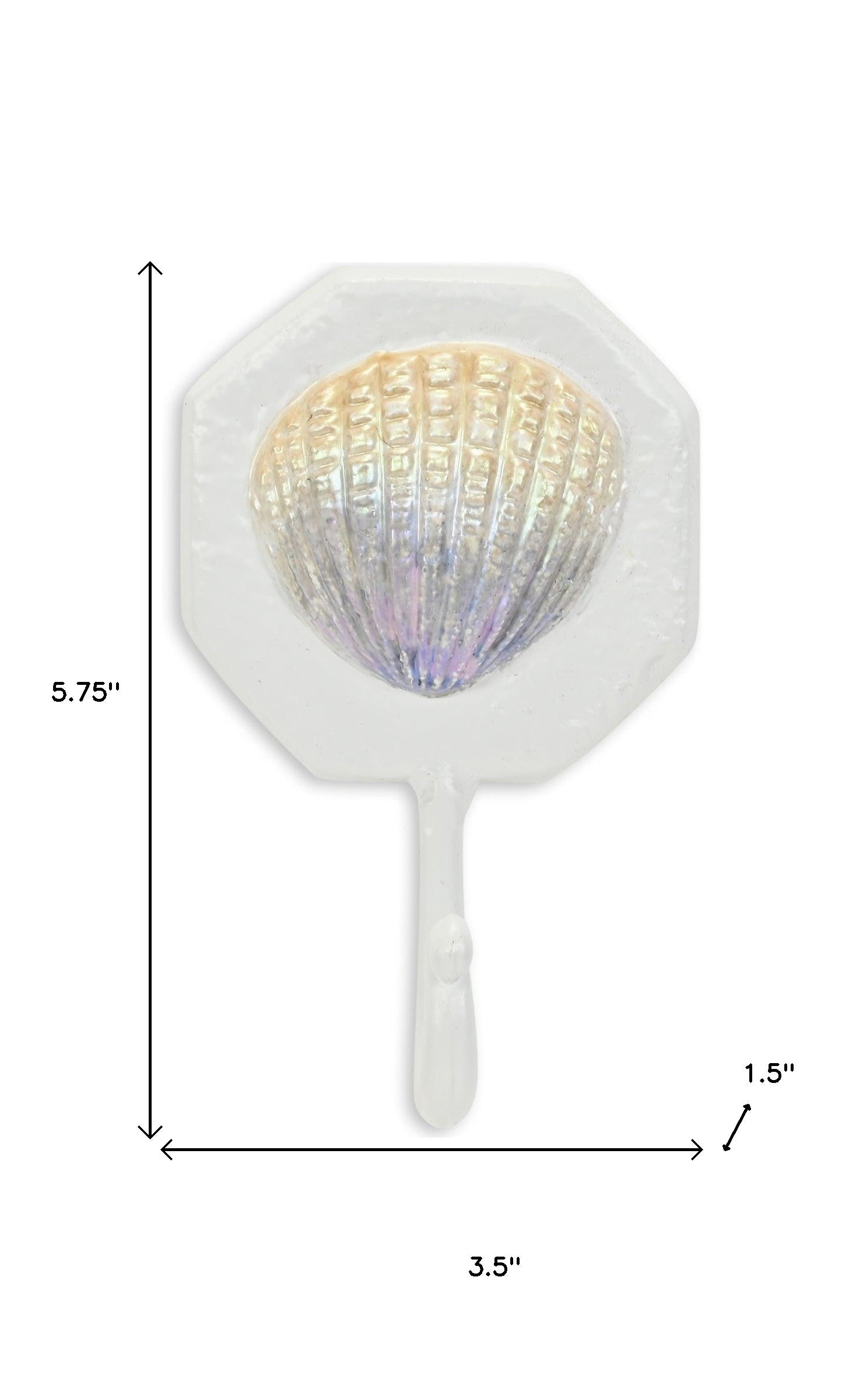 4" Cream And Pearl Cast Iron Seashell Wall Hook