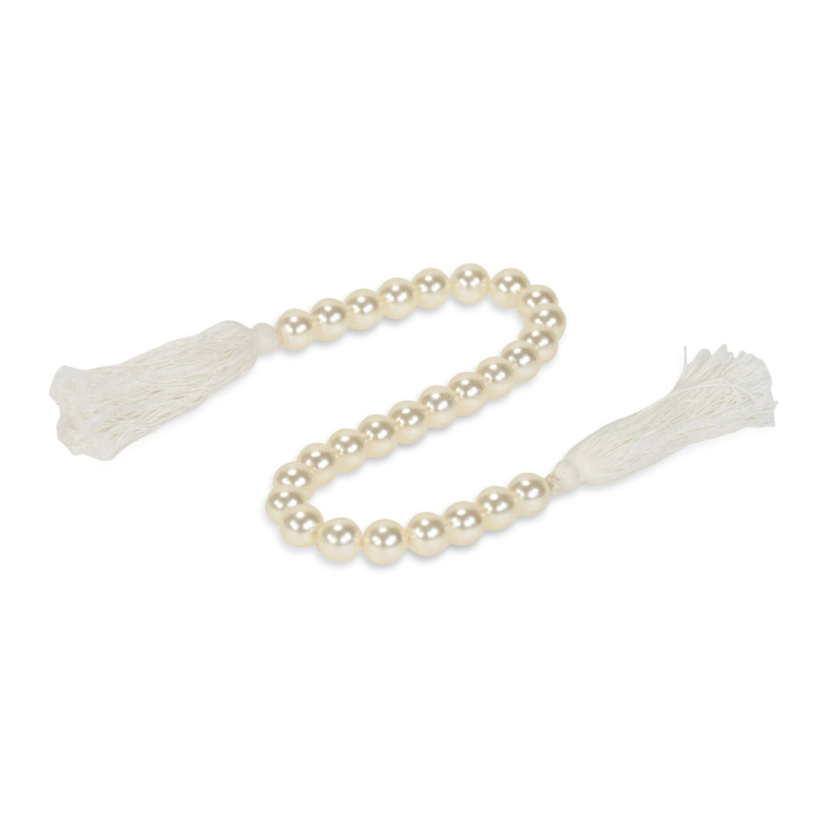24" White Pearl Beads Decorative Tassel
