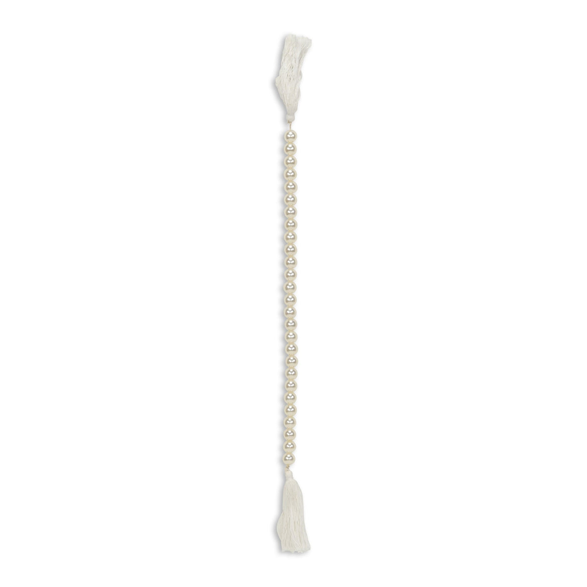 24" White Pearl Beads Decorative Tassel
