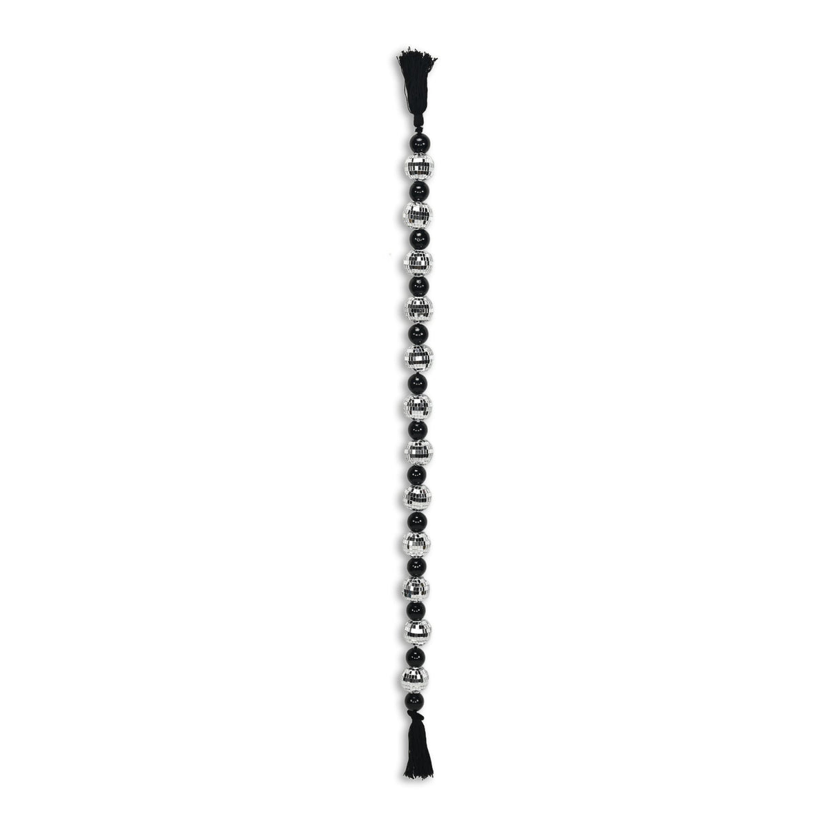 48" Black And Silver Bling Bling Beads Decorative Tassel