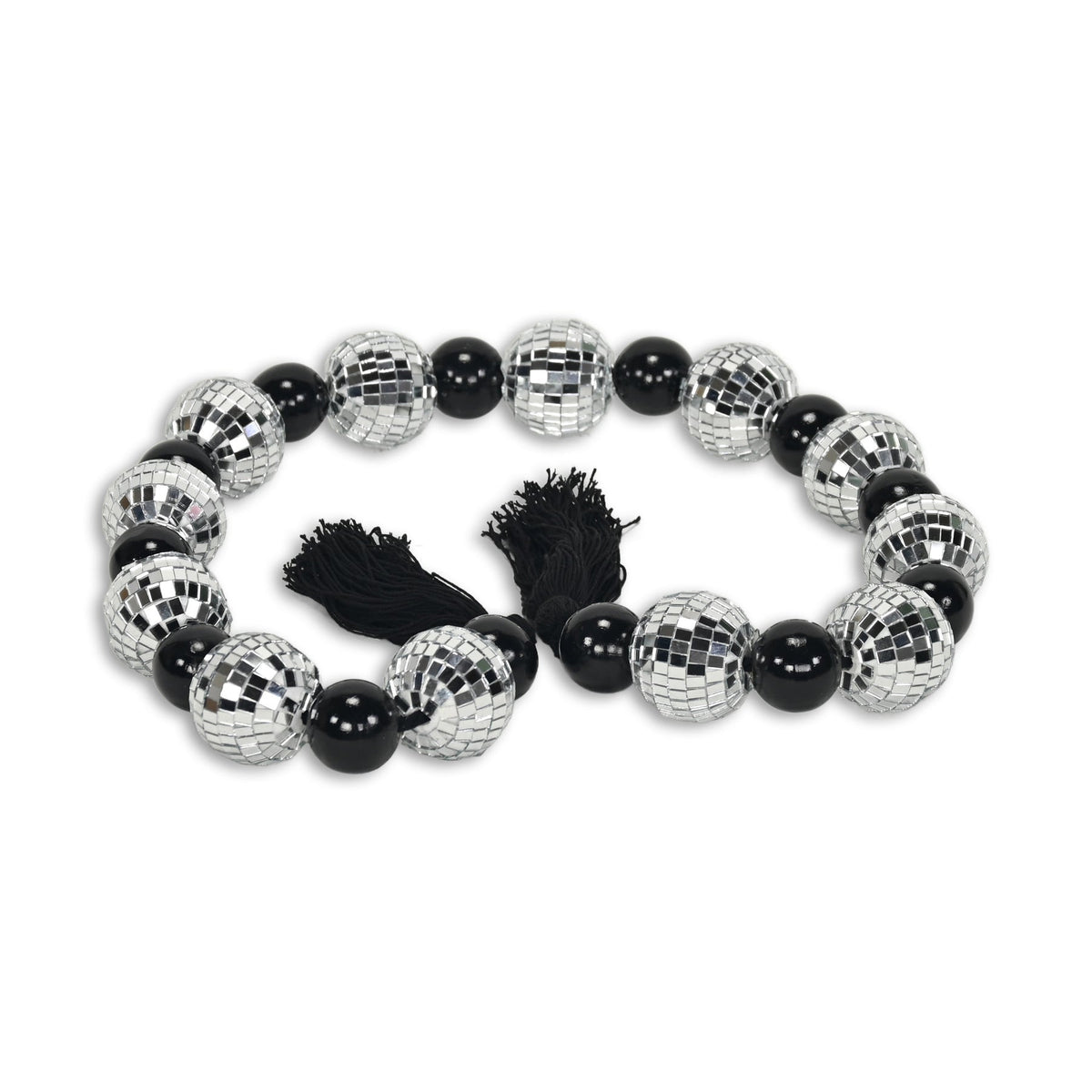 48" Black And Silver Bling Bling Beads Decorative Tassel