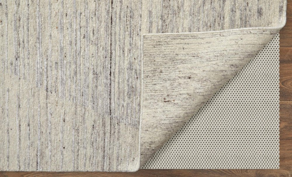 9' X 13' Ivory And Gray Abstract Hand Knotted Distressed Area Rug
