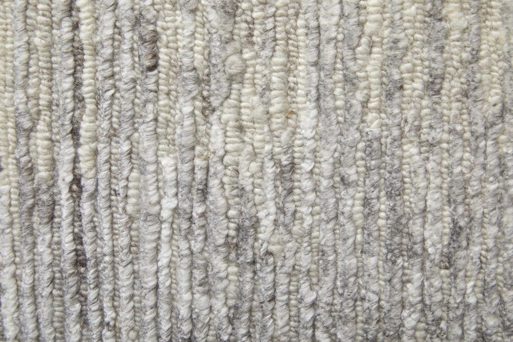 9' X 13' Ivory And Gray Abstract Hand Knotted Distressed Area Rug
