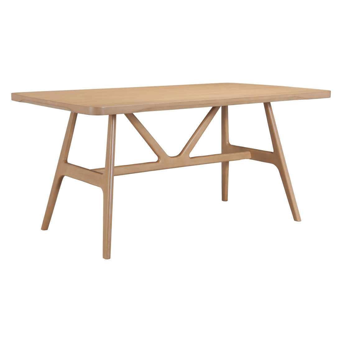 63" Natural Solid Wood Trestle Base Dining Table