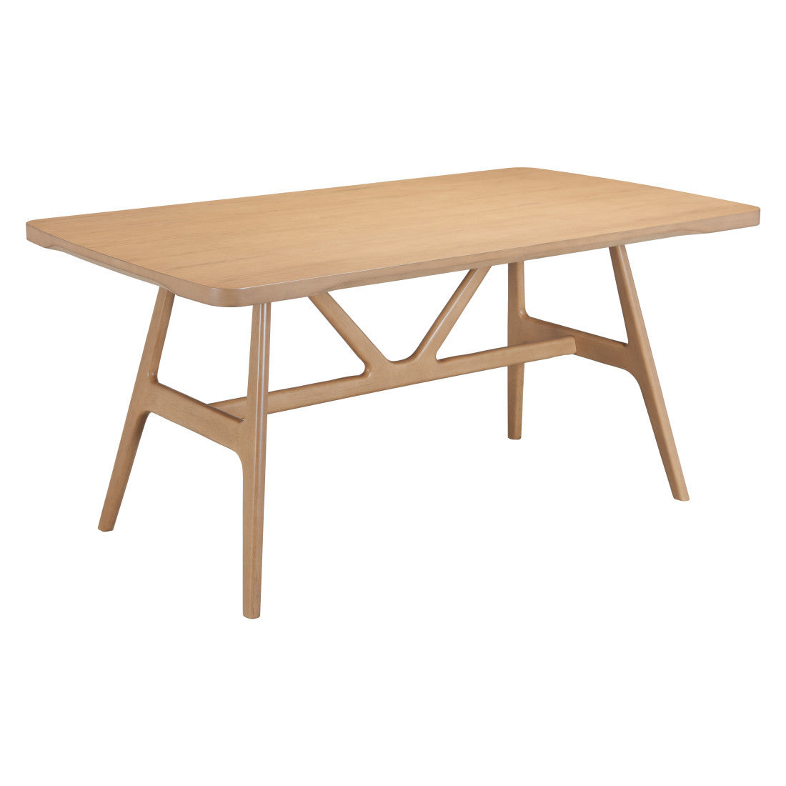 63" Natural Solid Wood Trestle Base Dining Table