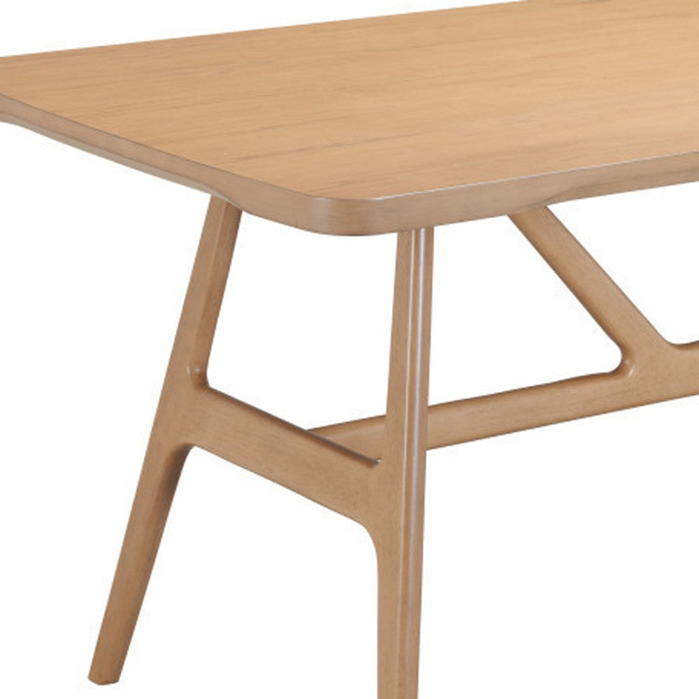63" Natural Solid Wood Trestle Base Dining Table