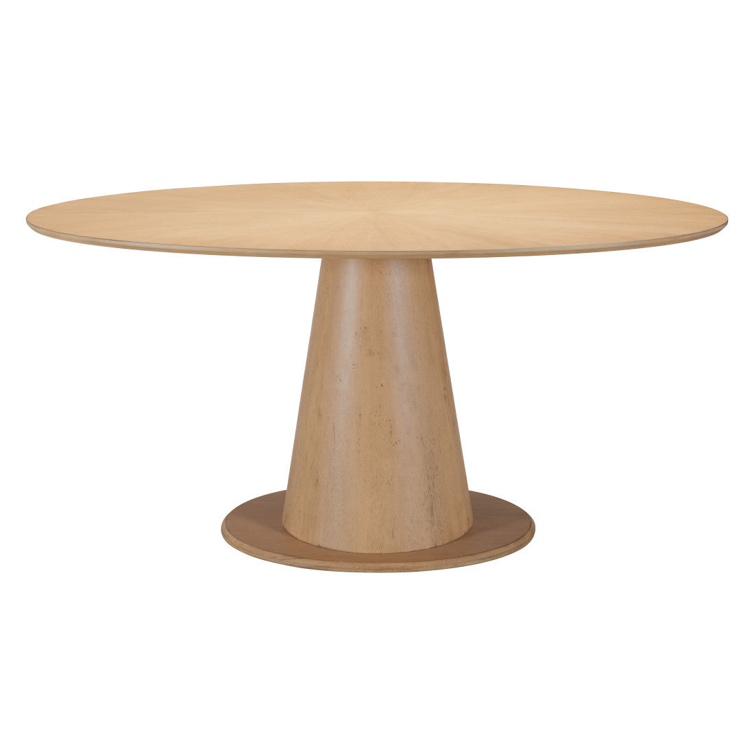 71" Natural Solid Wood Pedestal Base Oval Dining Table