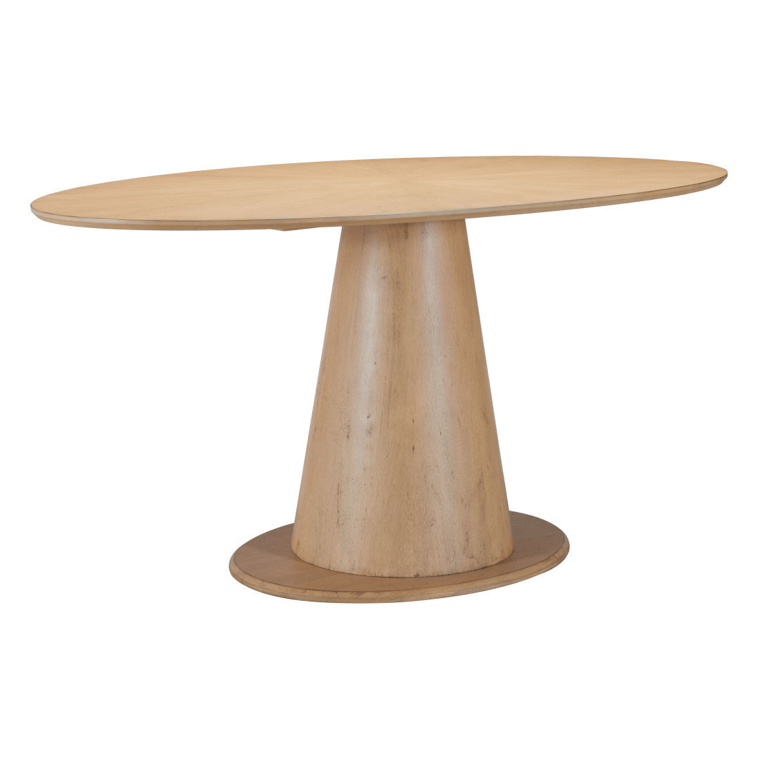 71" Natural Solid Wood Pedestal Base Oval Dining Table