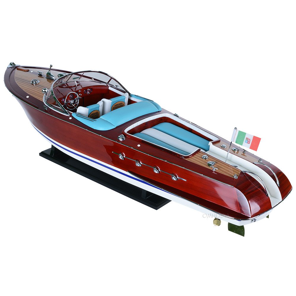 10" Unfinished Wood Hand Painted Model Boat