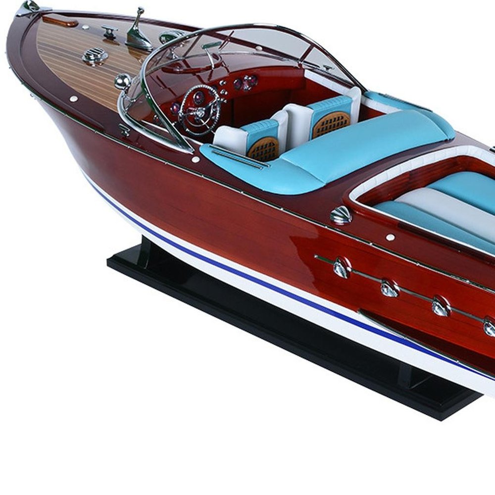 10" Unfinished Wood Hand Painted Model Boat