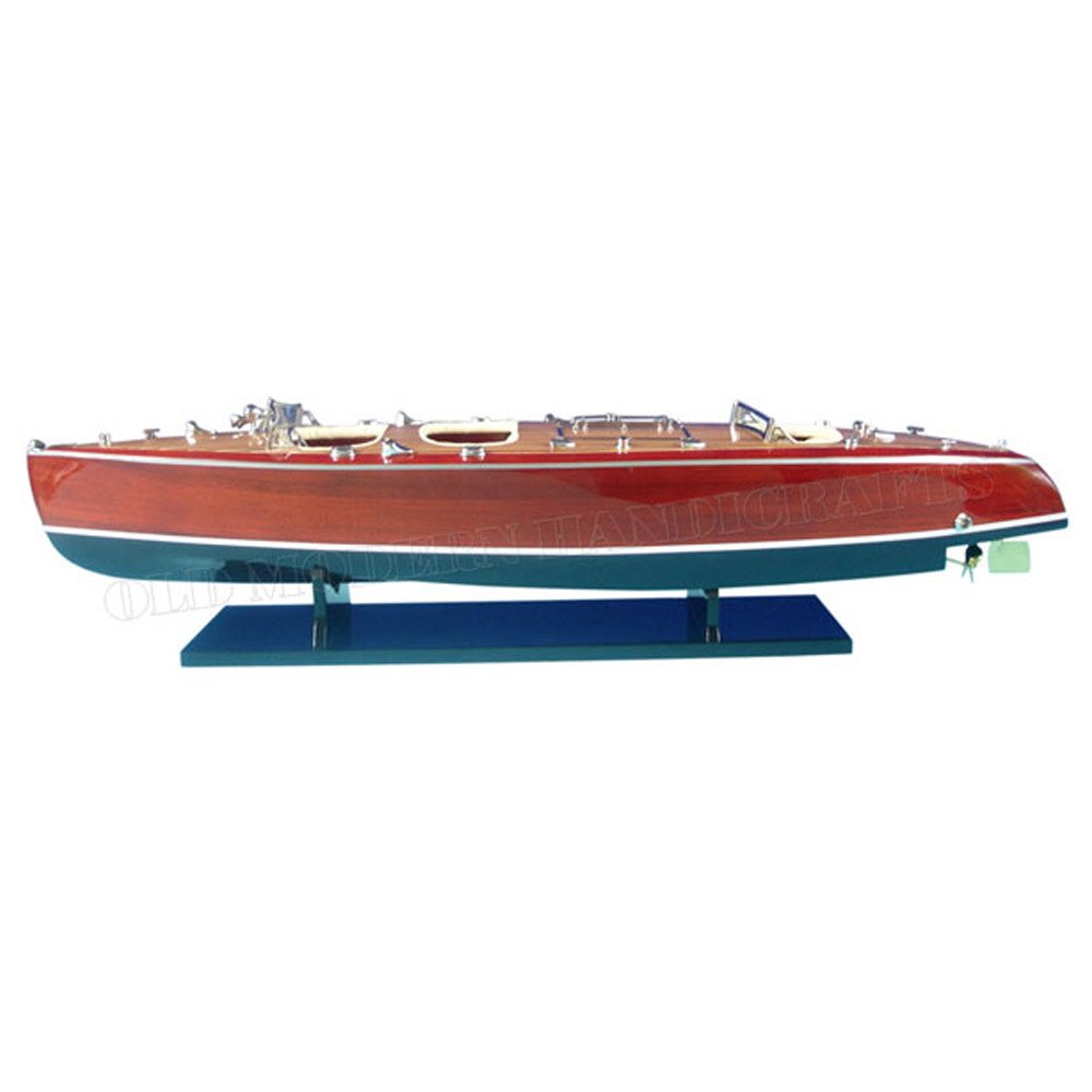 17" Unfinished Wood Hand Painted Model Boat
