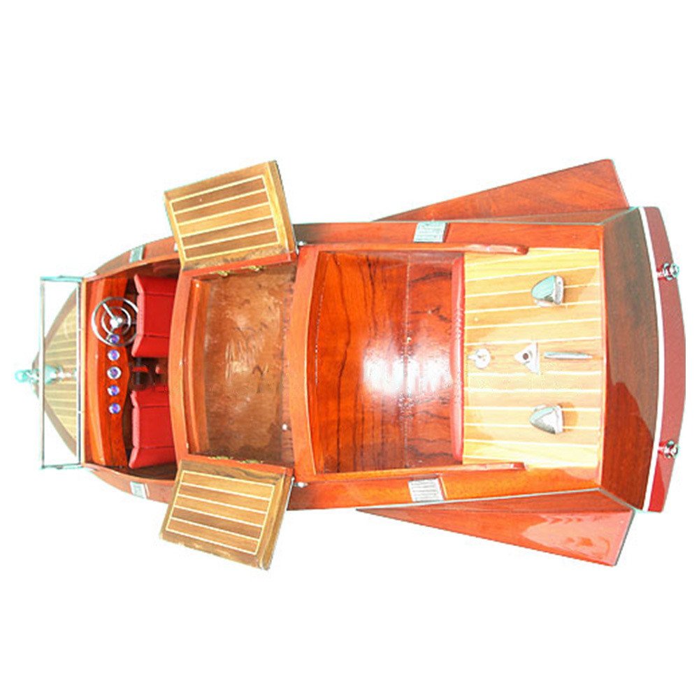 9" Unfinished Wood Hand Painted Model Boat
