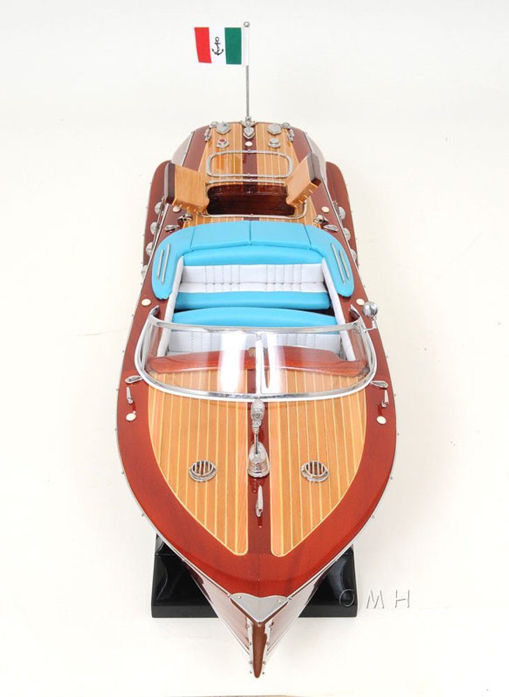 8" Unfinished Wood Hand Painted Model Boat
