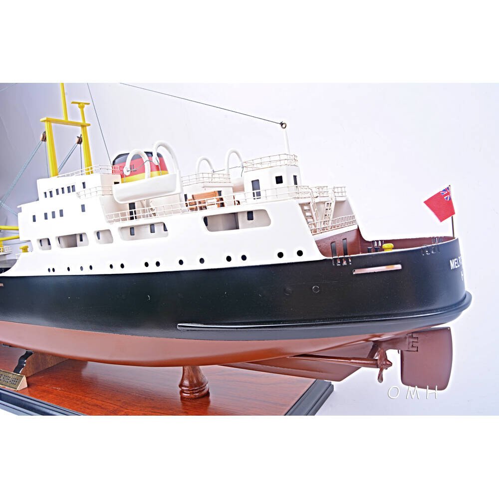 12" Unfinished Wood Hand Painted Model Boat