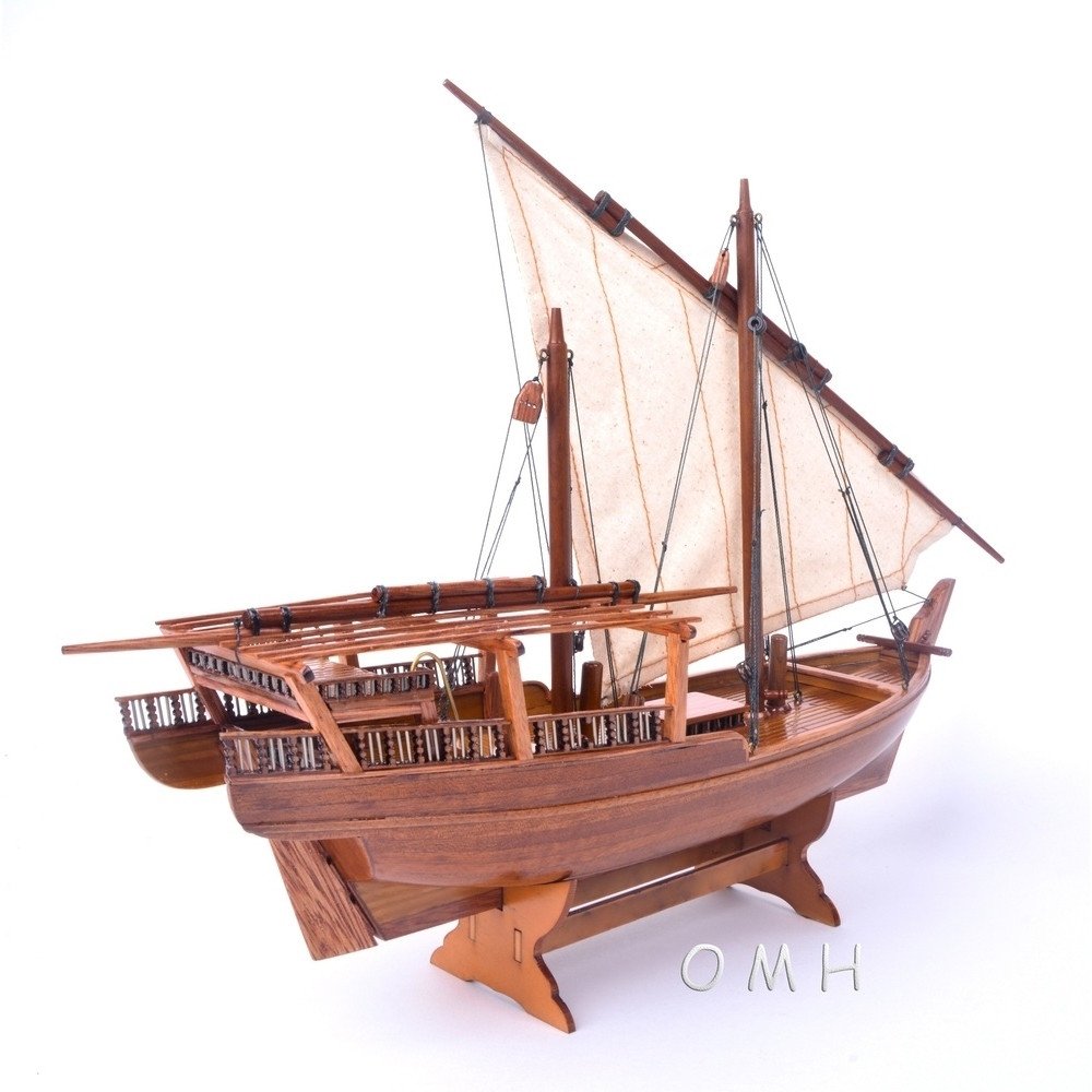 11" Unfinished Wood Hand Painted Model Boat