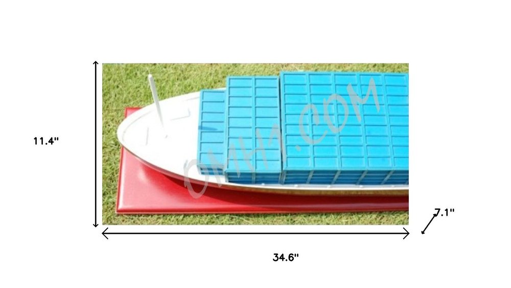 11" Unfinished Wood Hand Painted Model Boat