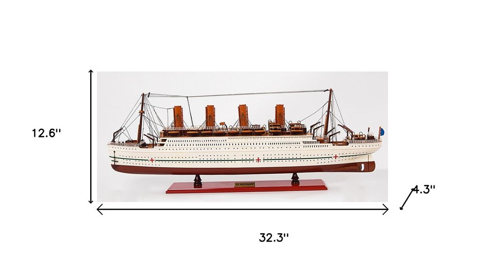 13" Unfinished Wood Hand Painted Model Boat