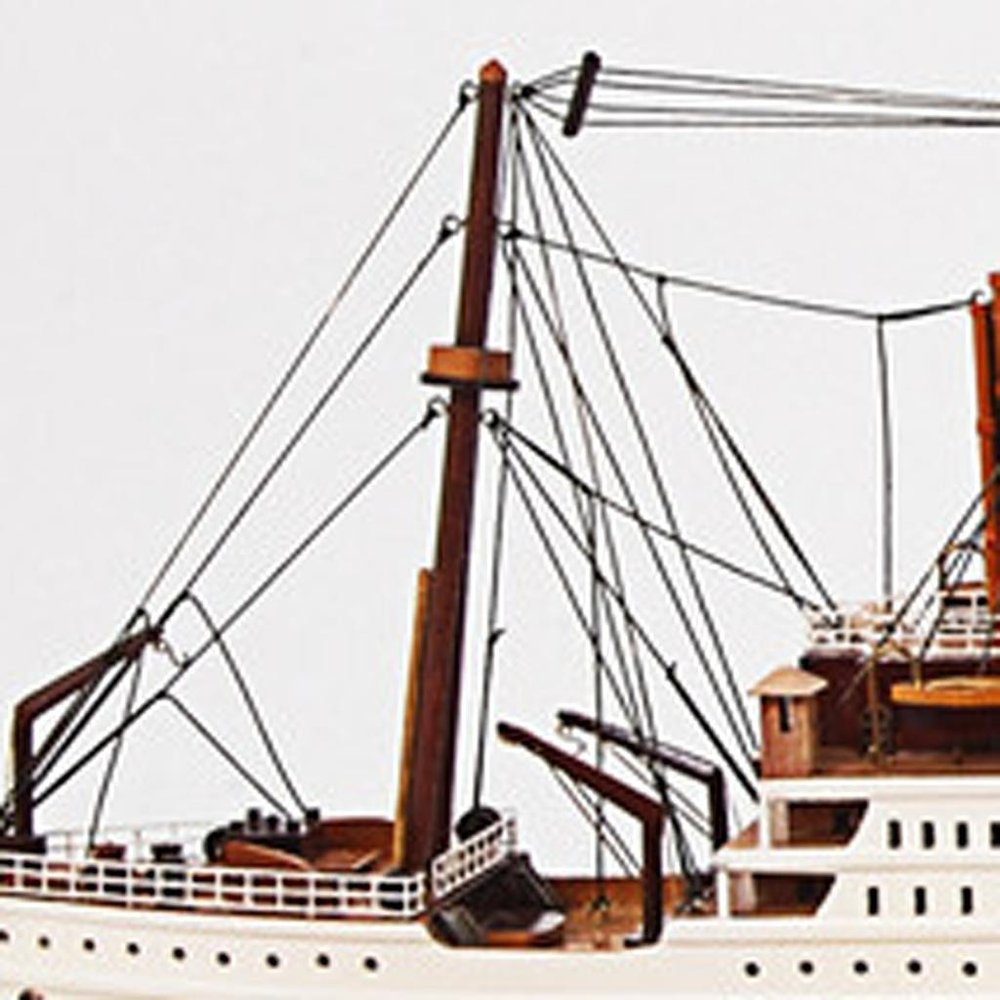 13" Unfinished Wood Hand Painted Model Boat