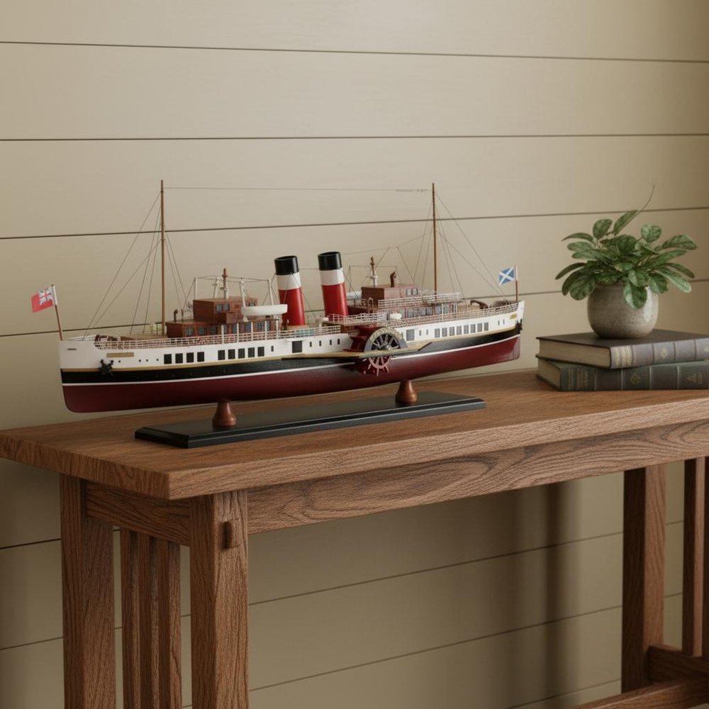 11" Unfinished Wood Hand Painted Model Boat