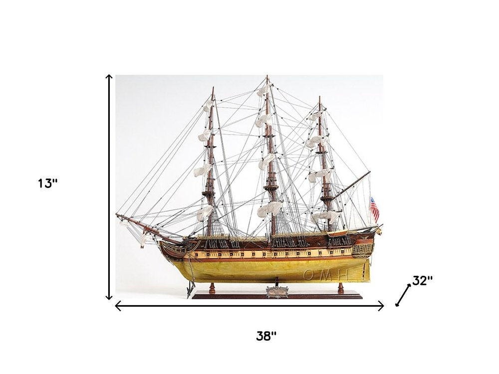 13" Unfinished Wood Hand Painted Model Boat