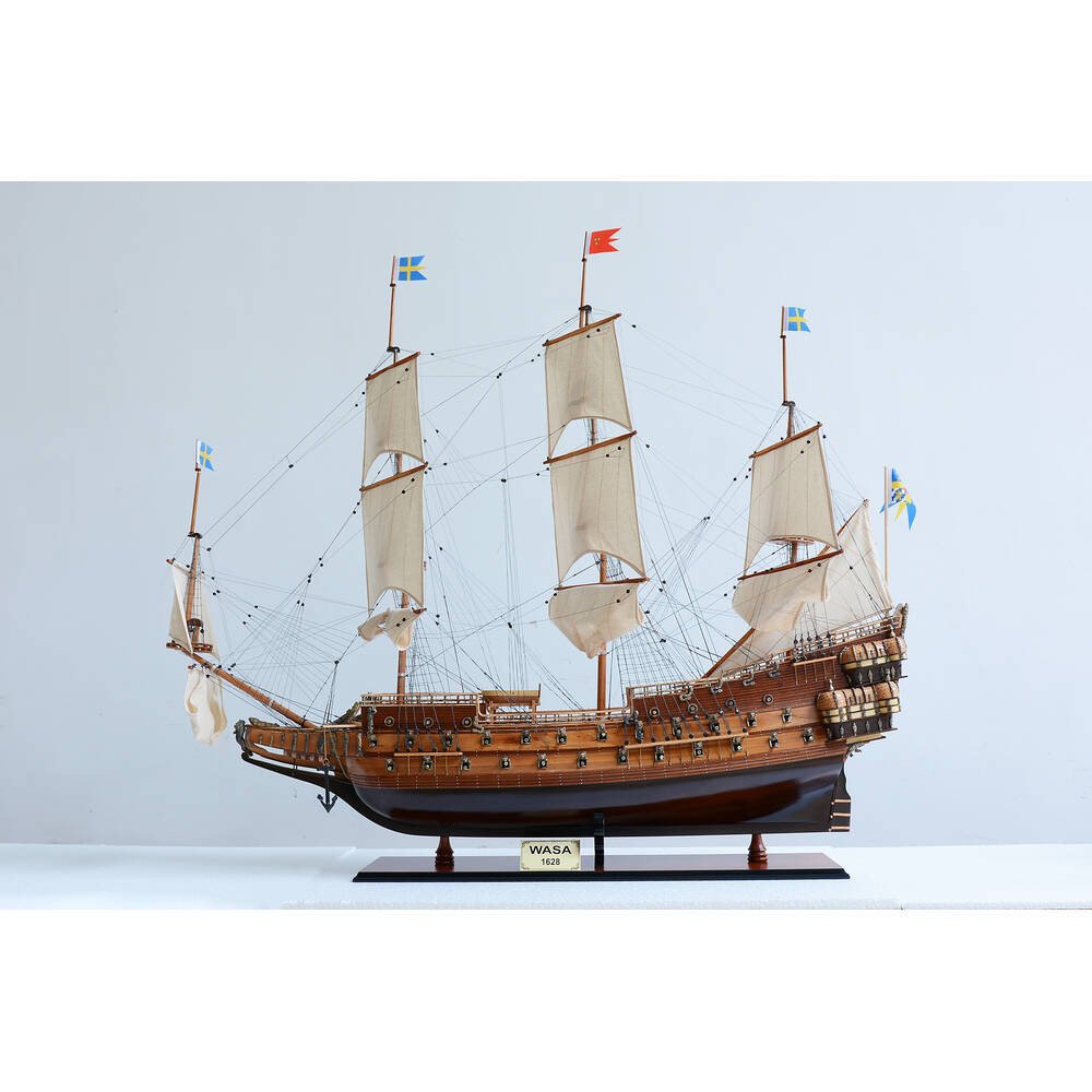 50" Unfinished Wood Hand Painted Boat Model Boat