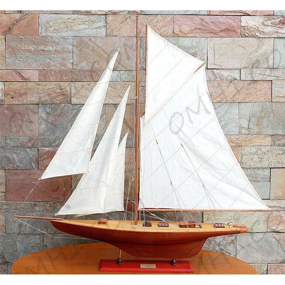 30" Unfinished Wood Hand Painted Model Boat