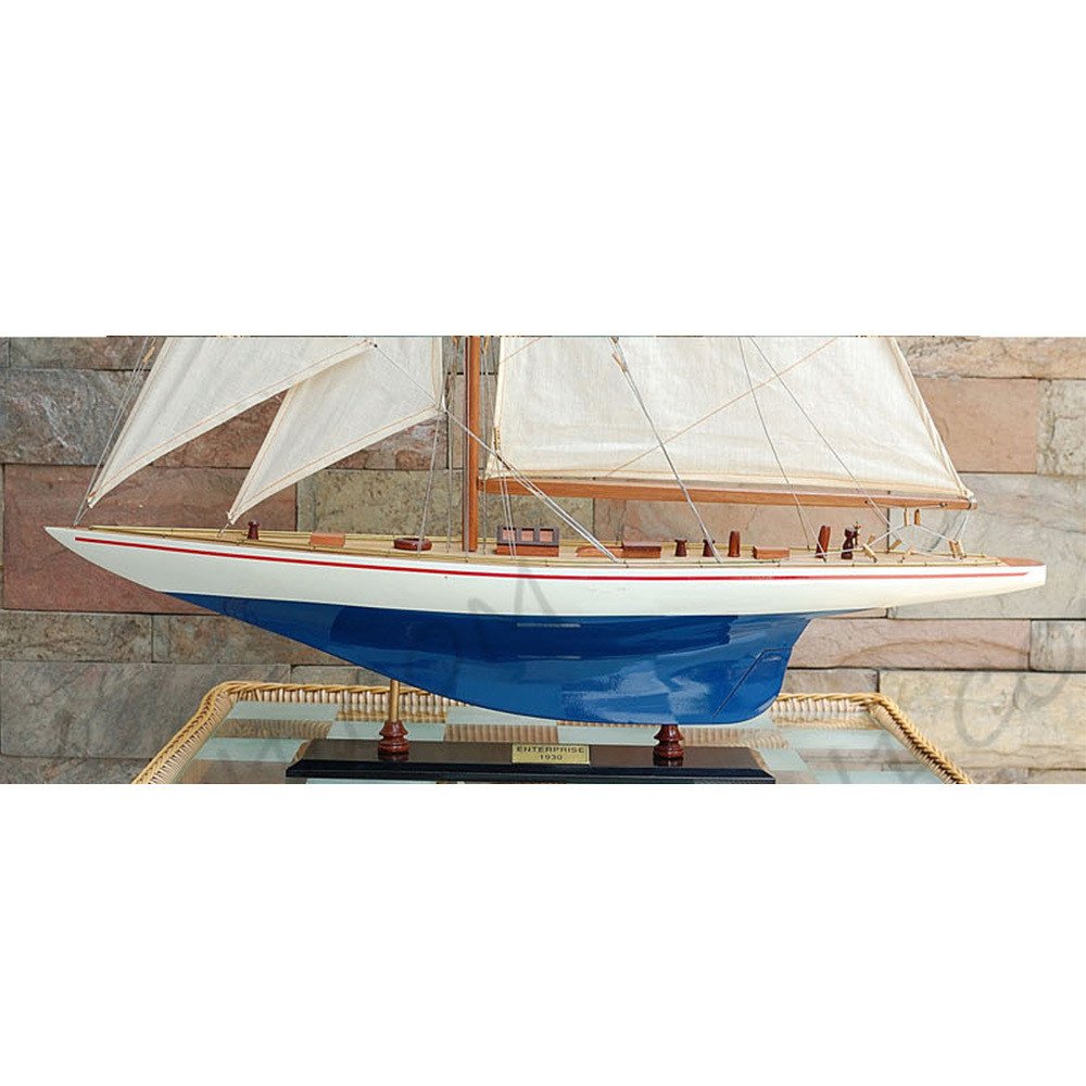 10" Unfinished Wood Hand Painted Model Boat