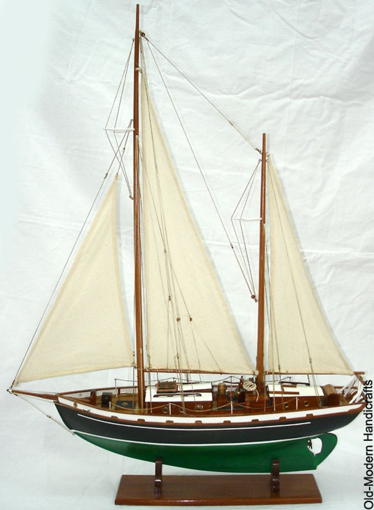 26" Unfinished Wood Hand Painted Model Boat