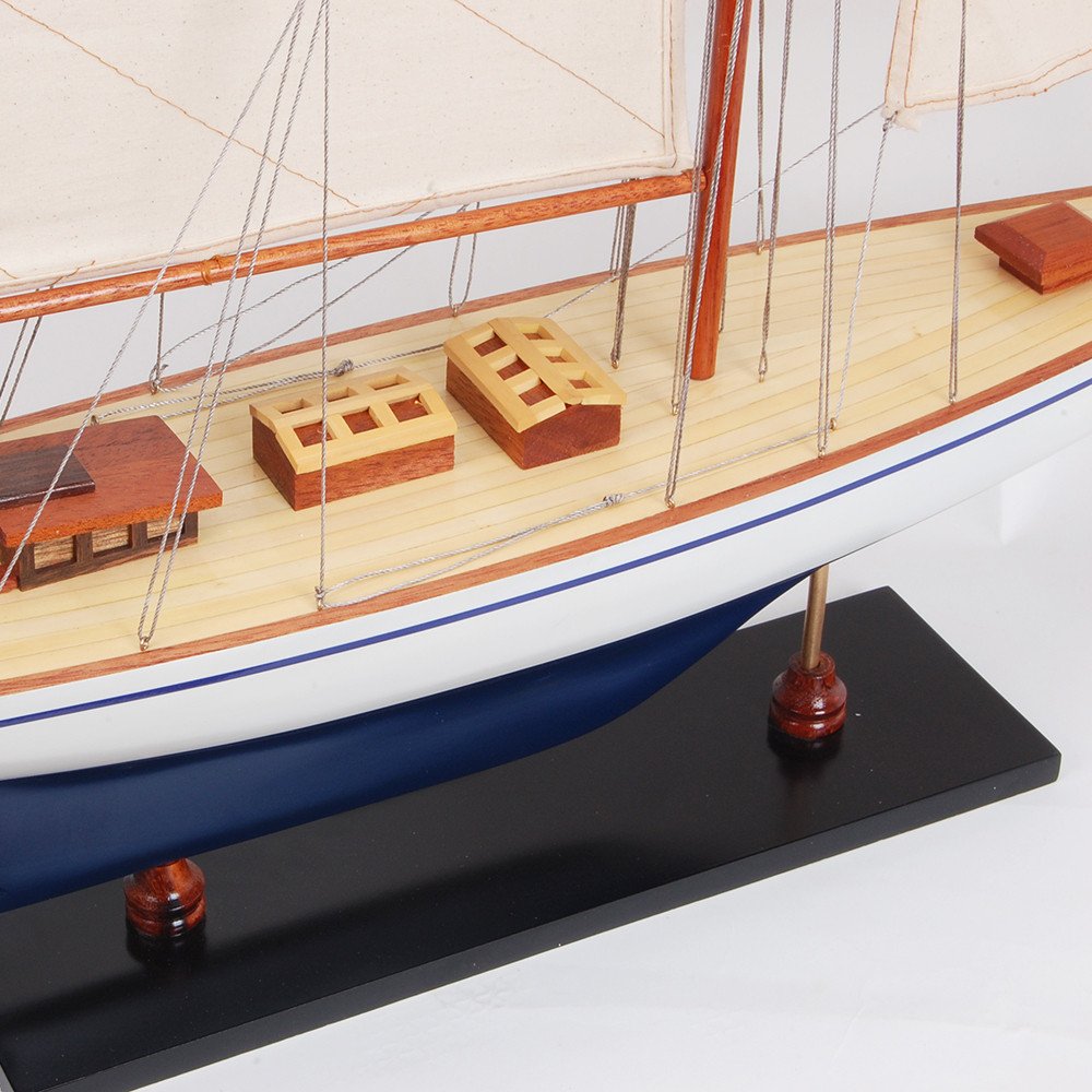 30" Unfinished Wood Hand Painted Model Boat