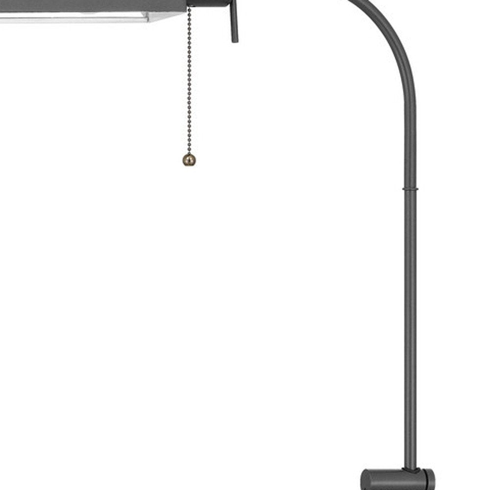 Gray Metal Adjustable Reading Floor Lamp With Gray Metal Shade