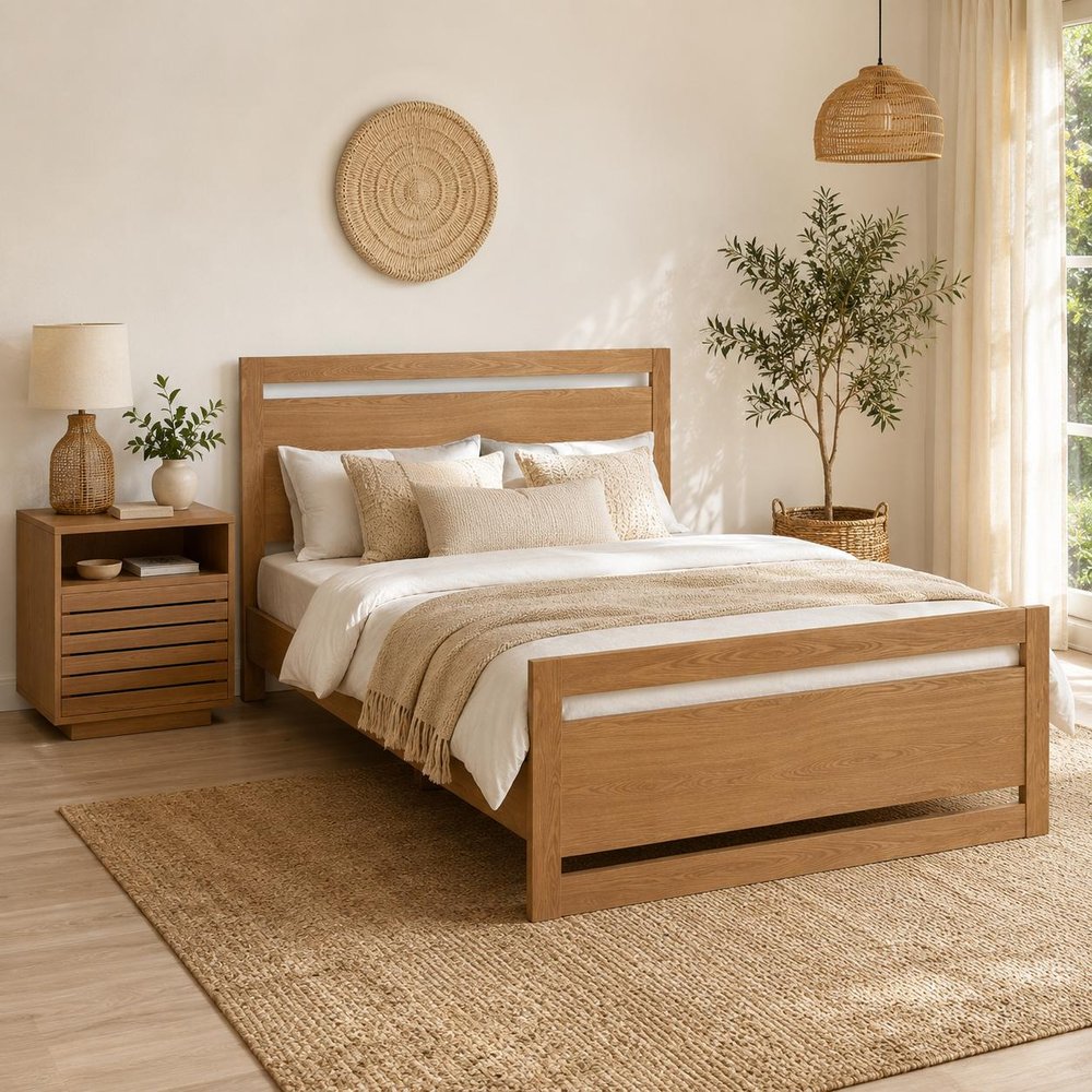 Natural Wood Queen Bed Frame
