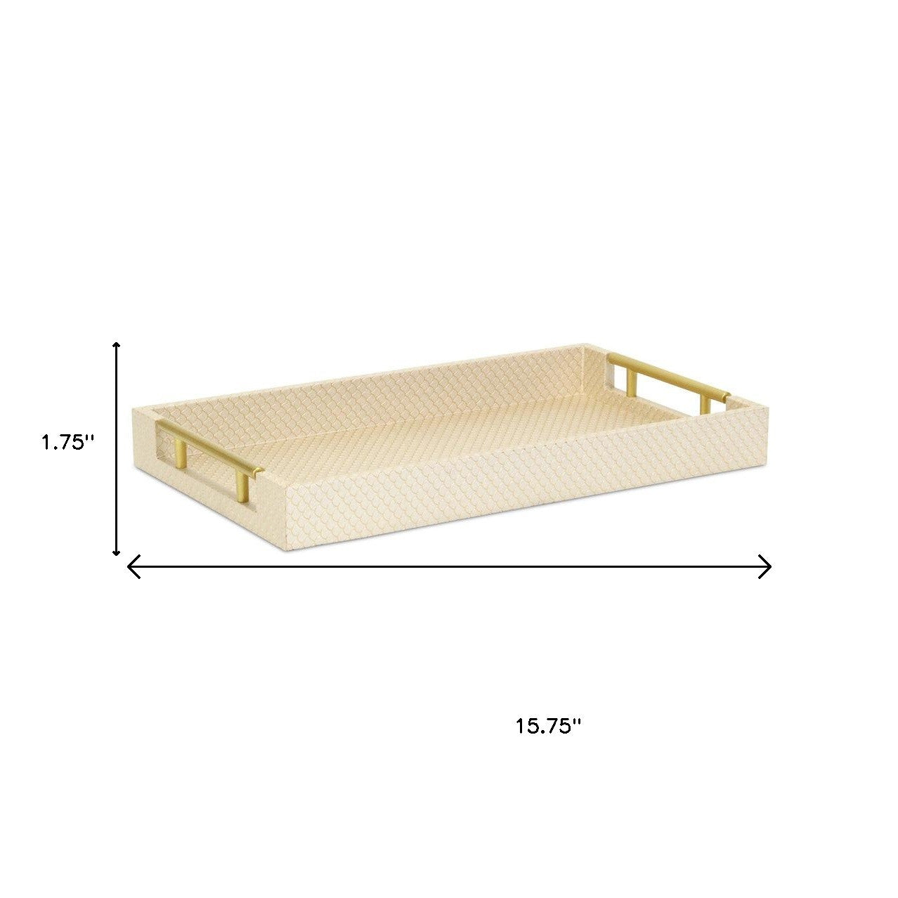 16" Champagne And Gold Geometric Print Handmade Serving Tray With Handles