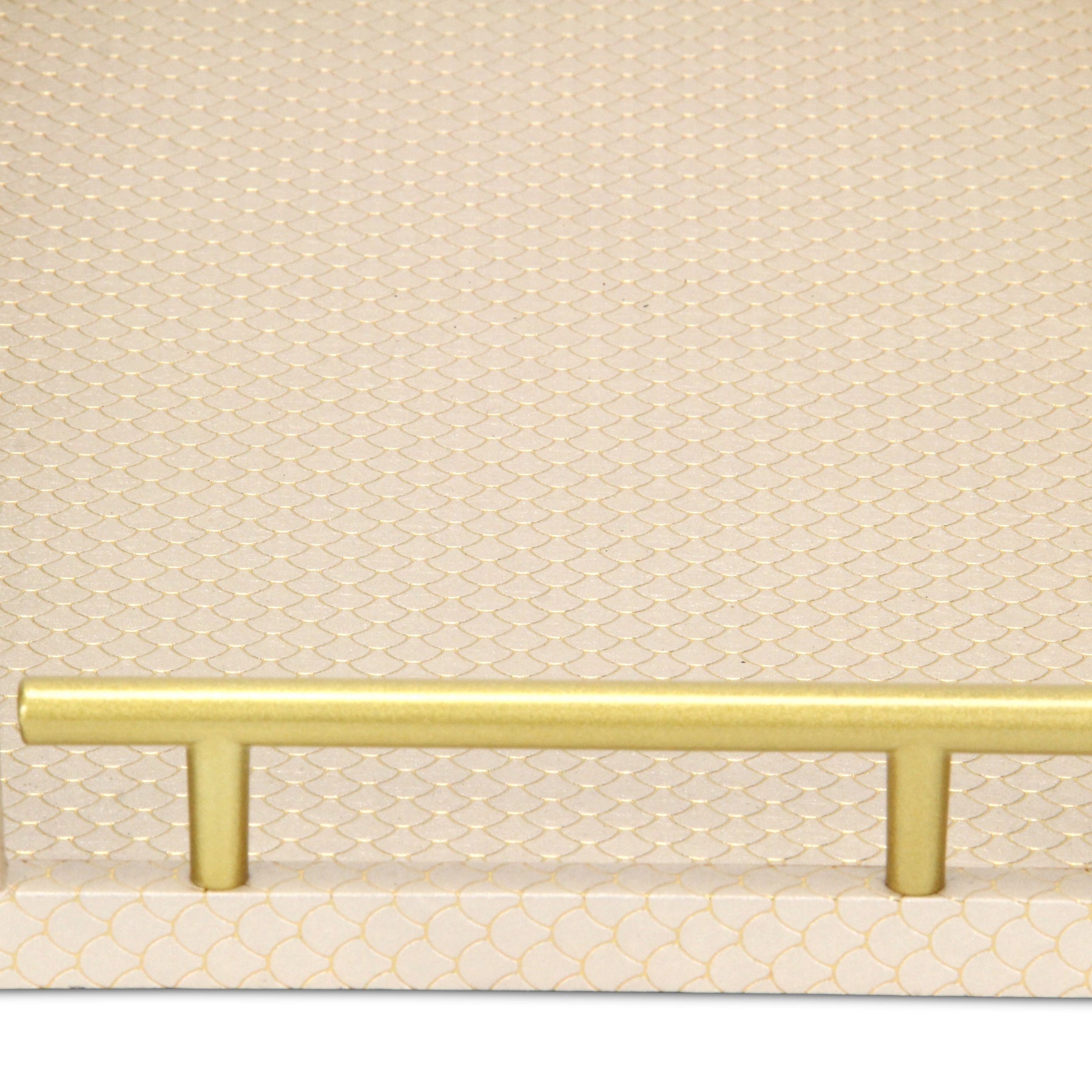 16" Champagne And Gold Geometric Print Handmade Serving Tray With Handles