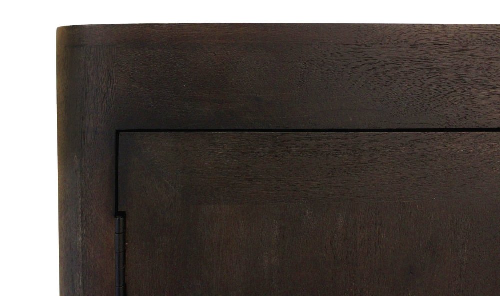 108" Dark Brown Distressed Solid Wood Sideboard Soft Close with Six Doors