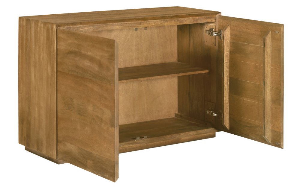 48" Tan Distressed Solid Wood Sideboard Soft Close with Two Doors
