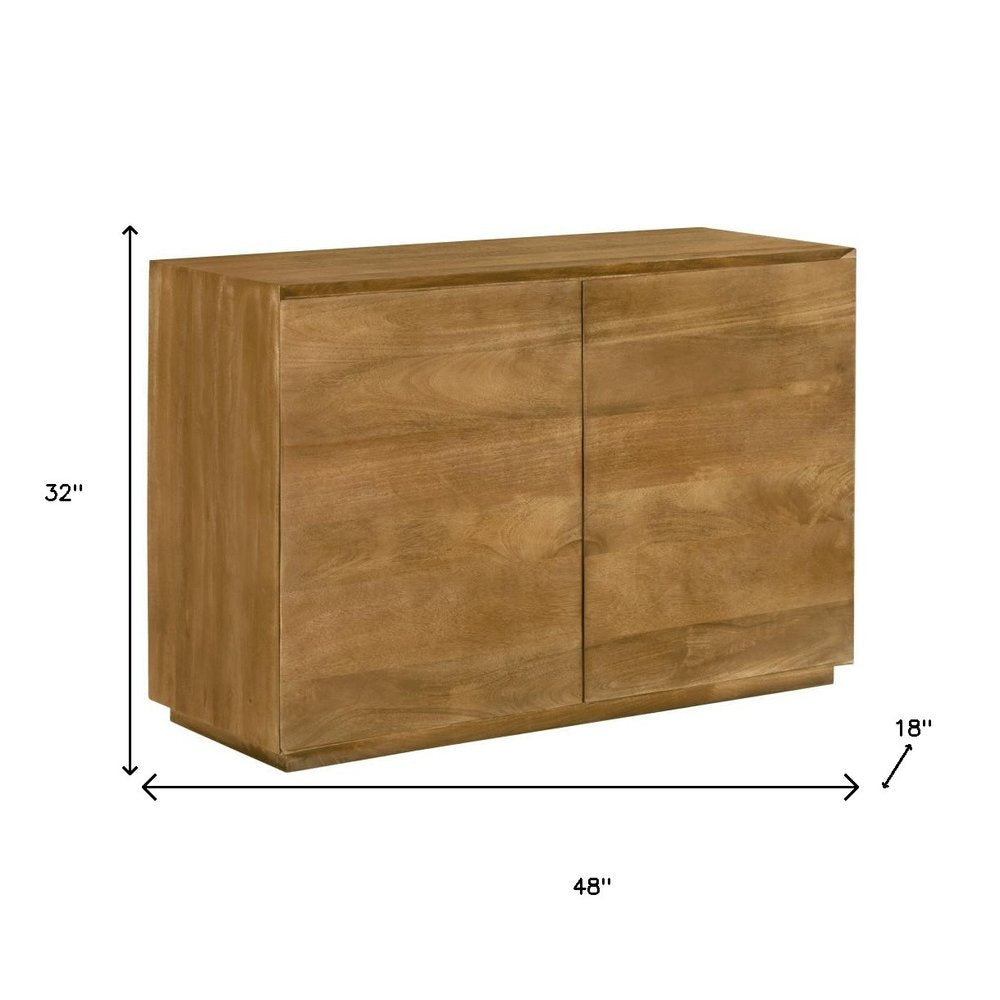 48" Tan Distressed Solid Wood Sideboard Soft Close with Two Doors