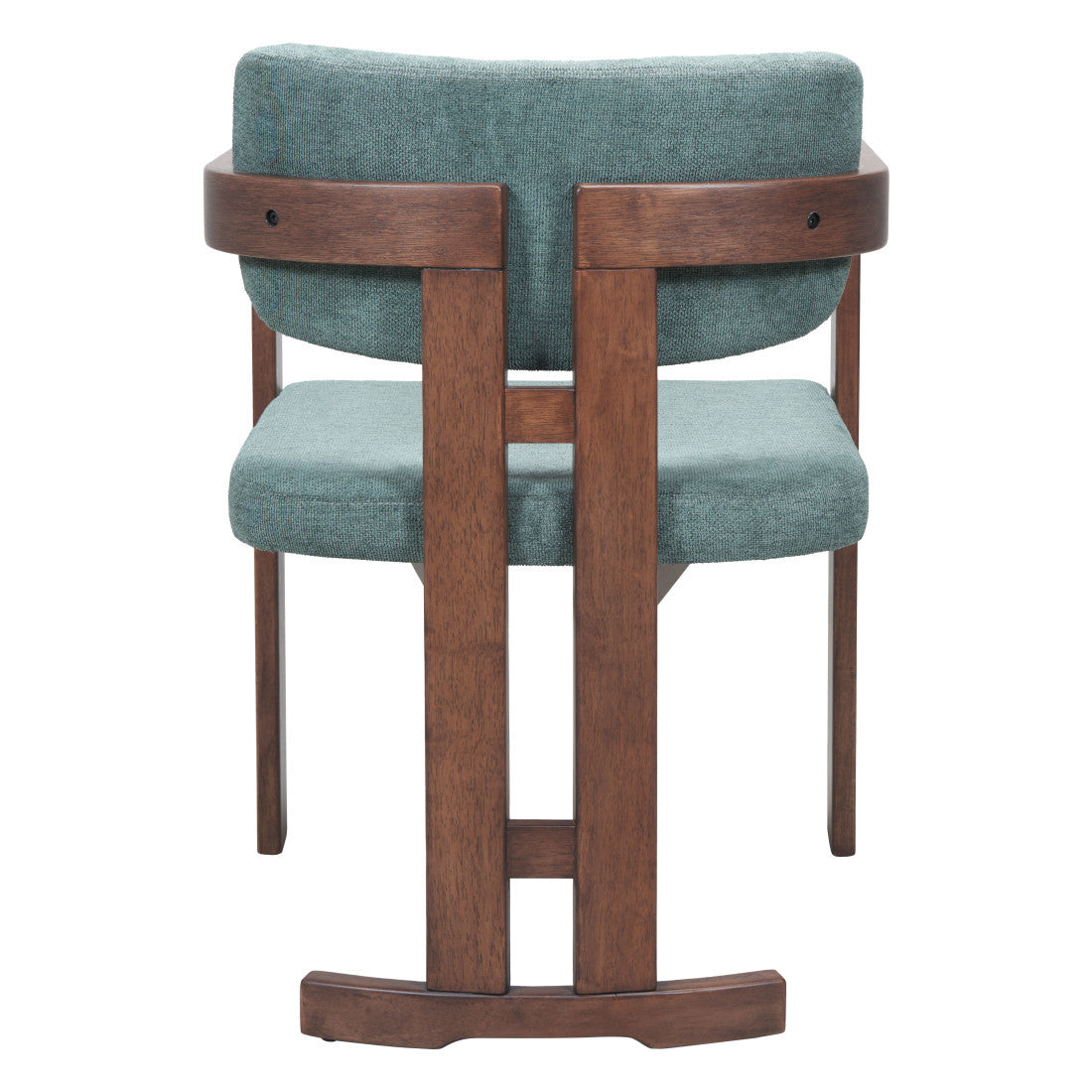 Gray And Walnut Upholstery And Solid Wood Open Back Dining Arm Chair